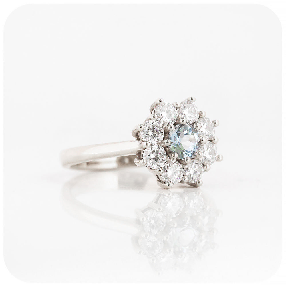 Brilliant Round cut Moissanite Cluster Flower Design Engagement Wedding Ring - Victoria's Jewellery