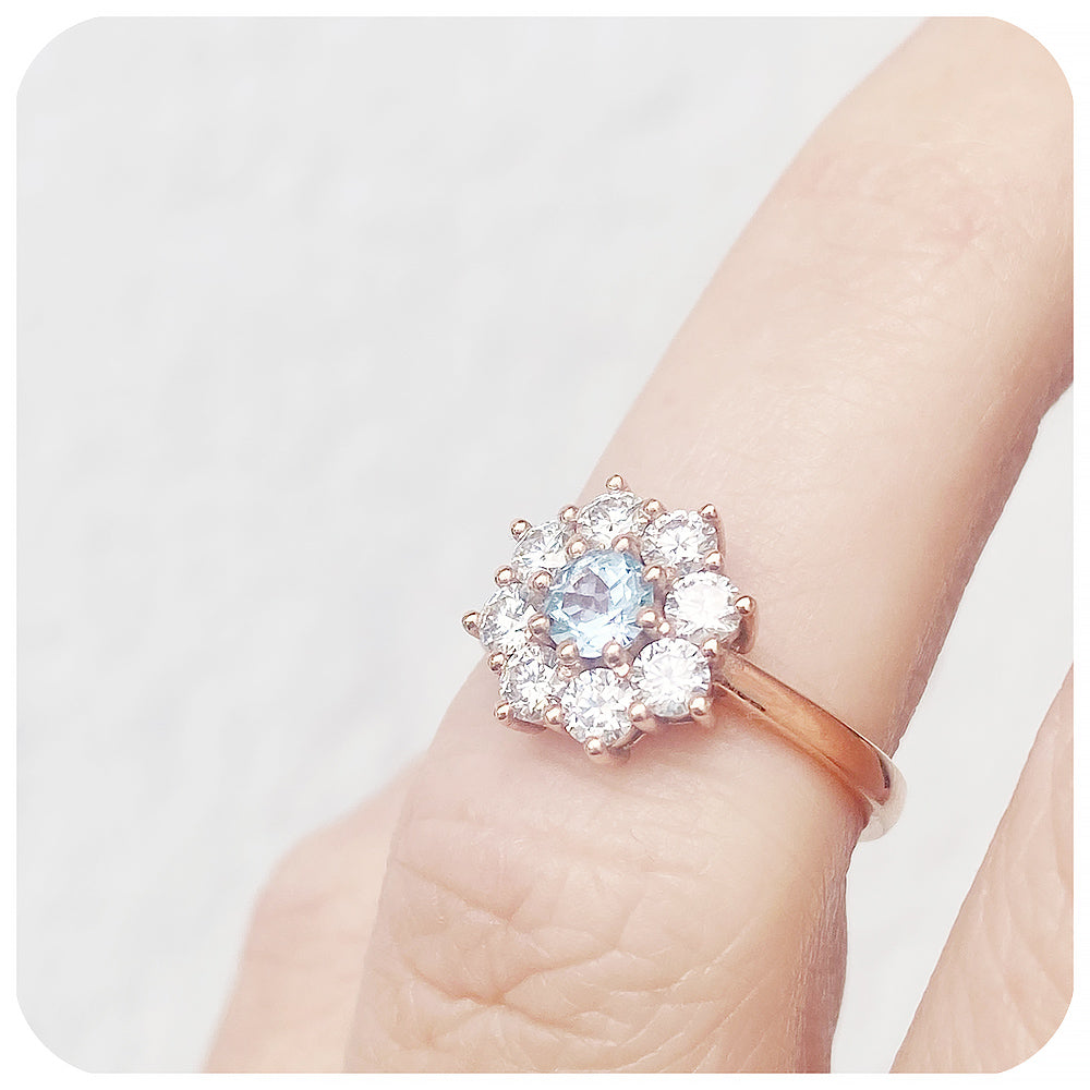 Brilliant Round cut Moissanite Cluster Flower Design Engagement Wedding Ring - Victoria's Jewellery