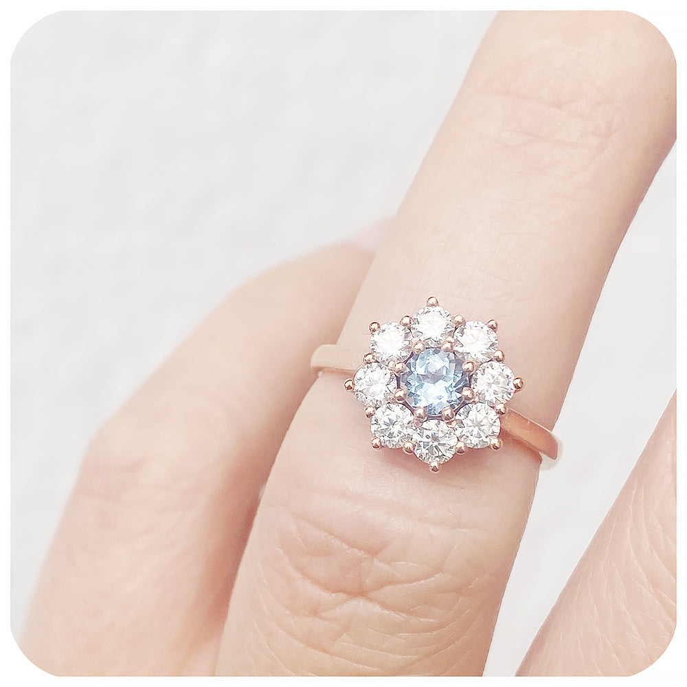 Brilliant Round cut Moissanite Cluster Flower Design Engagement Wedding Ring - Victoria's Jewellery