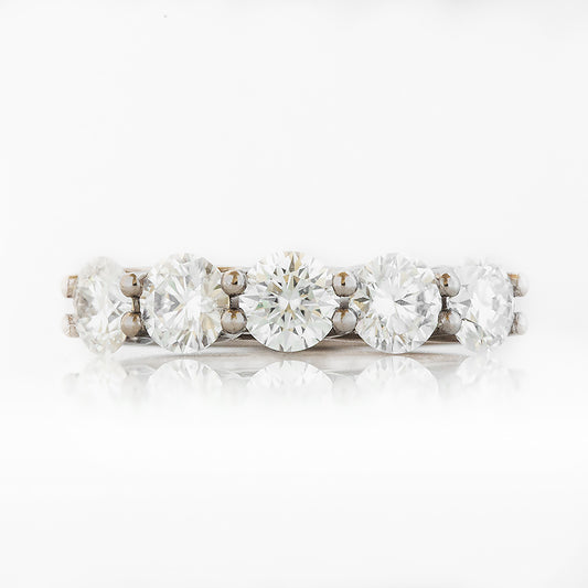 Round cut Moissanite Trellis Style Half Eternity Ring in White Gold - Victoria's Jewellery