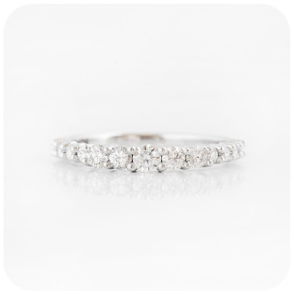 Round Brilliant cut half eternity Wedding band Ring - Victoria's Jewellery