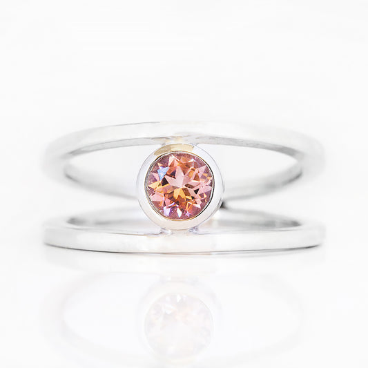 Harper, Round cut Pink Morganite Split Band Ring