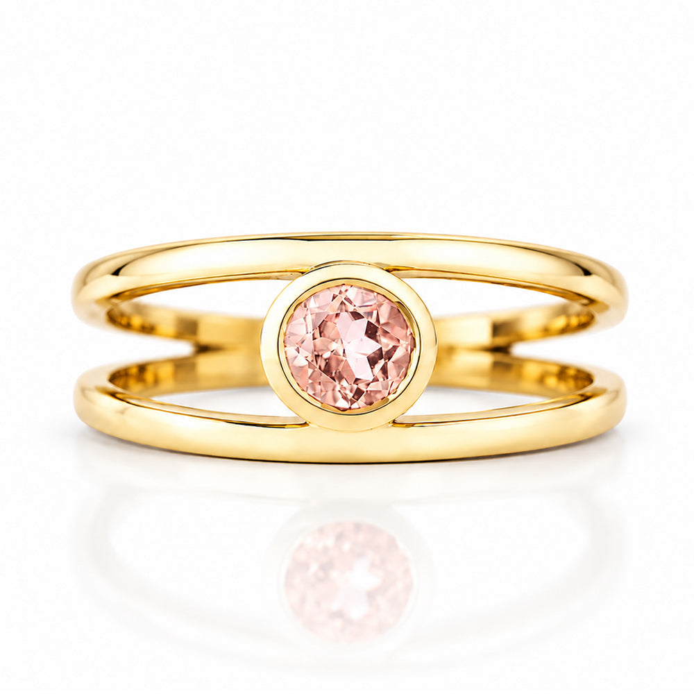 Harper, Round cut Pink Morganite Split Band Ring - Victoria's Jewellery