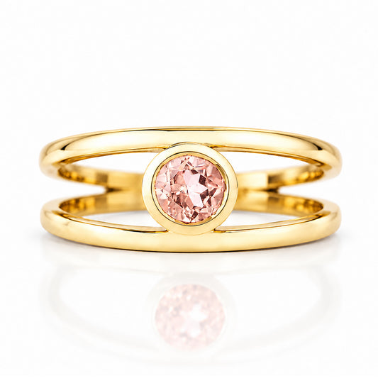 Harper, Round cut Pink Morganite Split Band Ring - Victoria's Jewellery