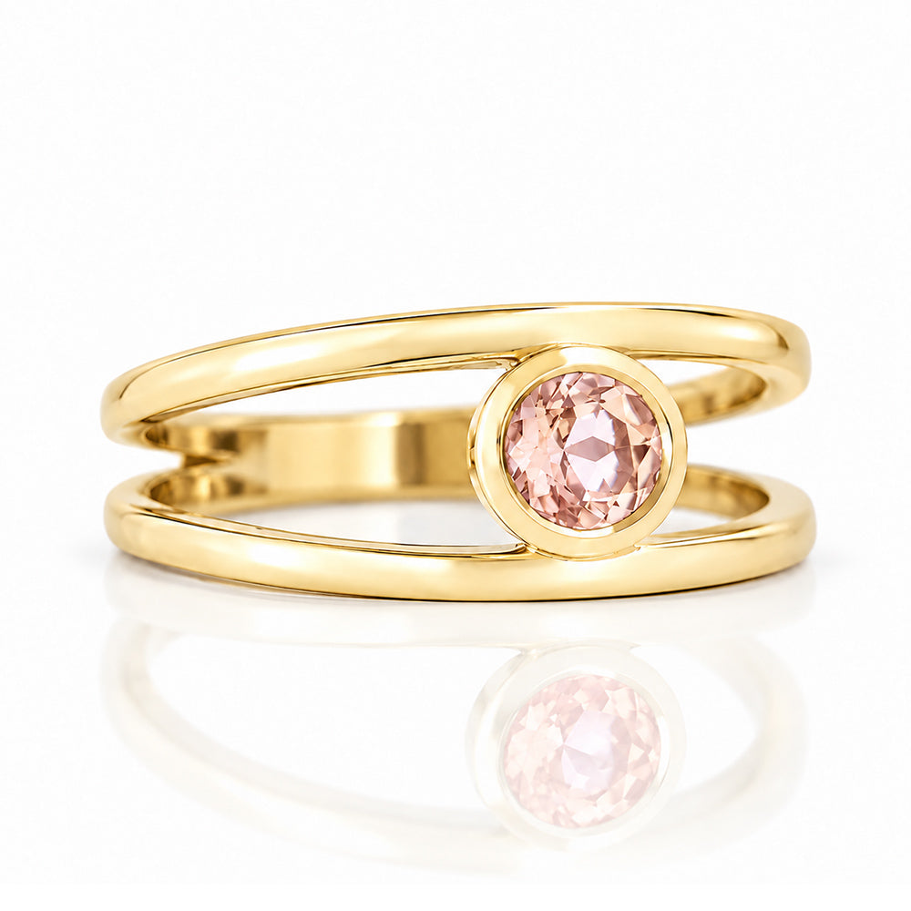 Harper, Round cut Pink Morganite Split Band Ring - Victoria's Jewellery