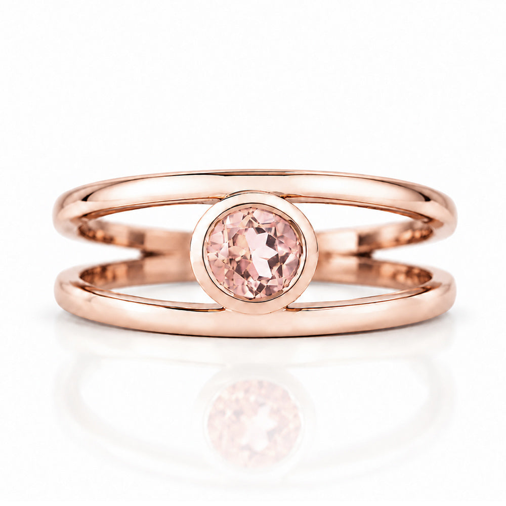 Harper, Round cut Pink Morganite Split Band Ring - Victoria's Jewellery