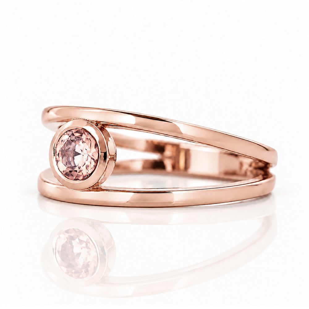 Harper, Round cut Pink Morganite Split Band Ring - Victoria's Jewellery