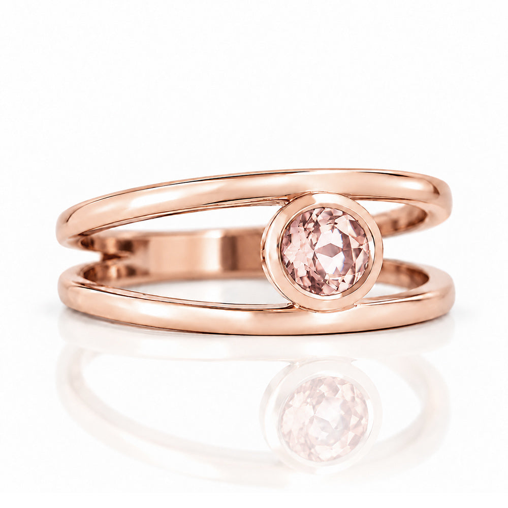 Harper, Round cut Pink Morganite Split Band Ring - Victoria's Jewellery