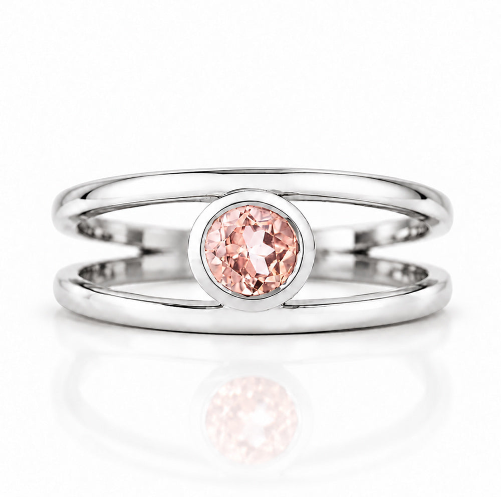 Harper, Round cut Pink Morganite Split Band Ring - Victoria's Jewellery