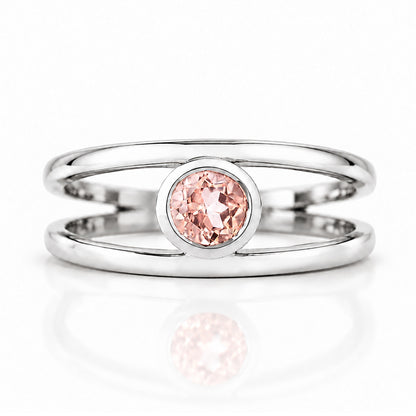 Harper, Round cut Pink Morganite Split Band Ring - Victoria's Jewellery