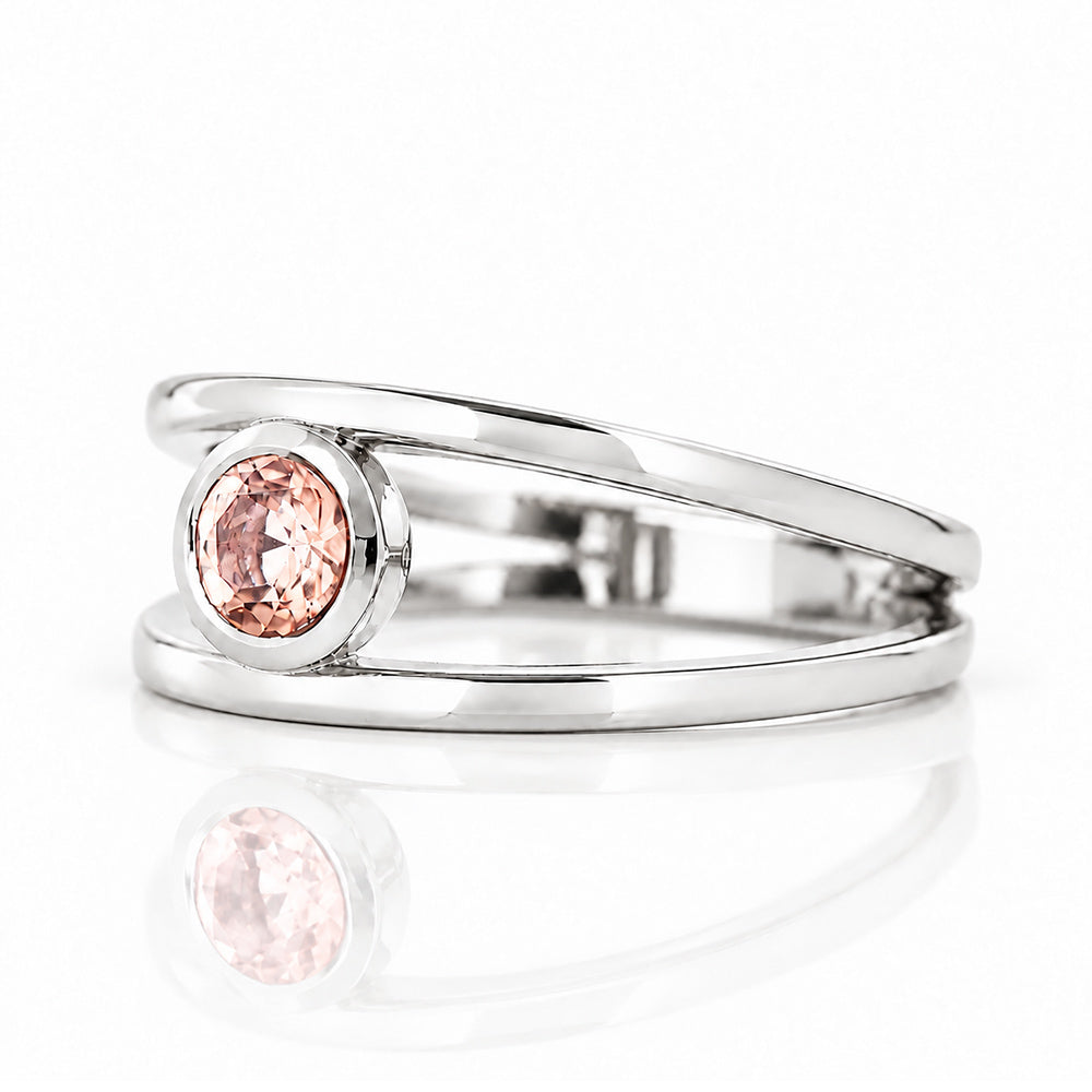 Harper, Round cut Pink Morganite Split Band Ring - Victoria's Jewellery