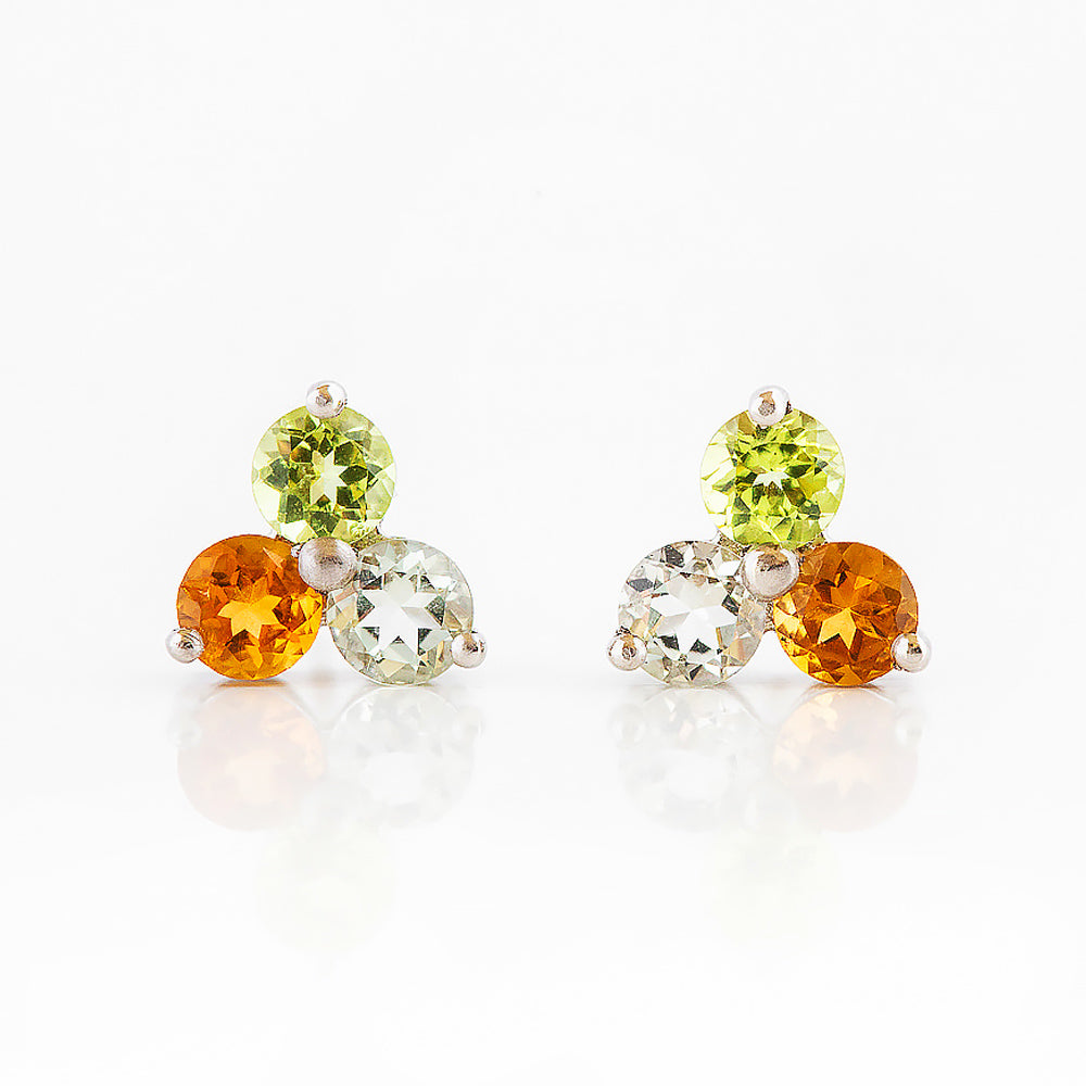 The Trilogy Peridot, Citrine and Prasiolite Stud Earrings