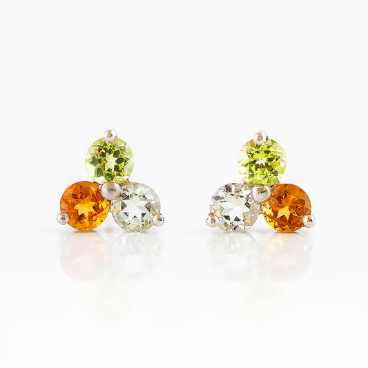 The Trilogy Peridot, Citrine and Prasiolite Stud Earrings