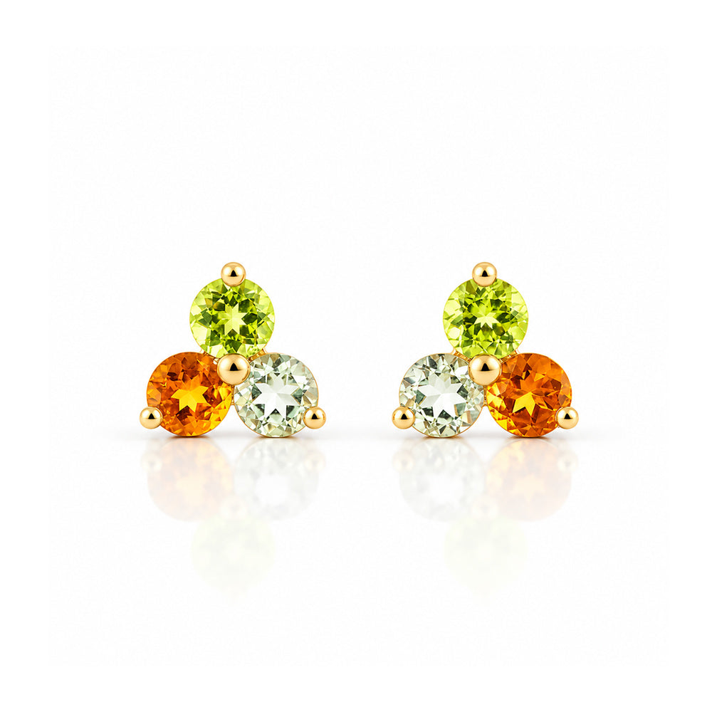 The Trilogy Peridot, Citrine and Prasiolite Stud Earrings - Victoria's Jewellery