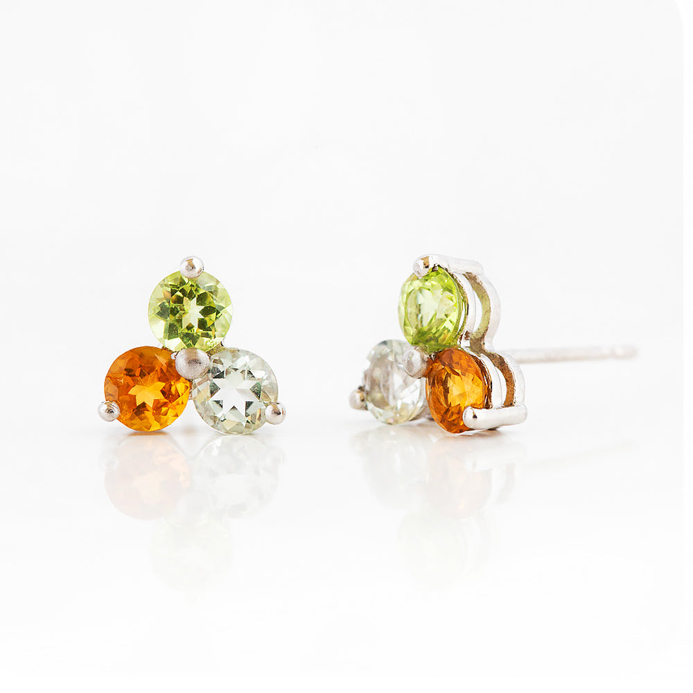 The Trilogy Peridot, Citrine and Prasiolite Stud Earrings