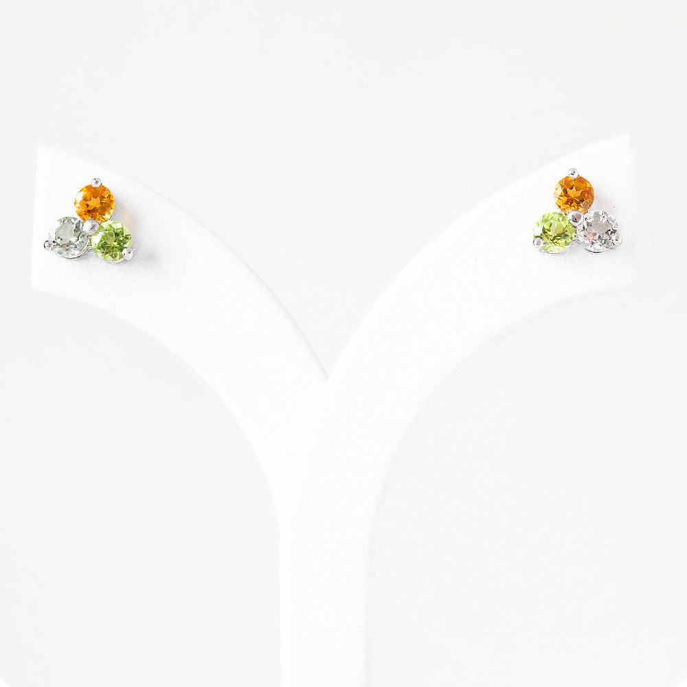 The Trilogy Peridot, Citrine and Prasiolite Stud Earrings