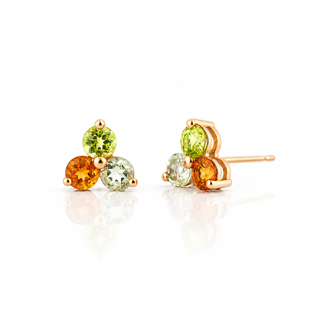 The Trilogy Peridot, Citrine and Prasiolite Stud Earrings - Victoria's Jewellery