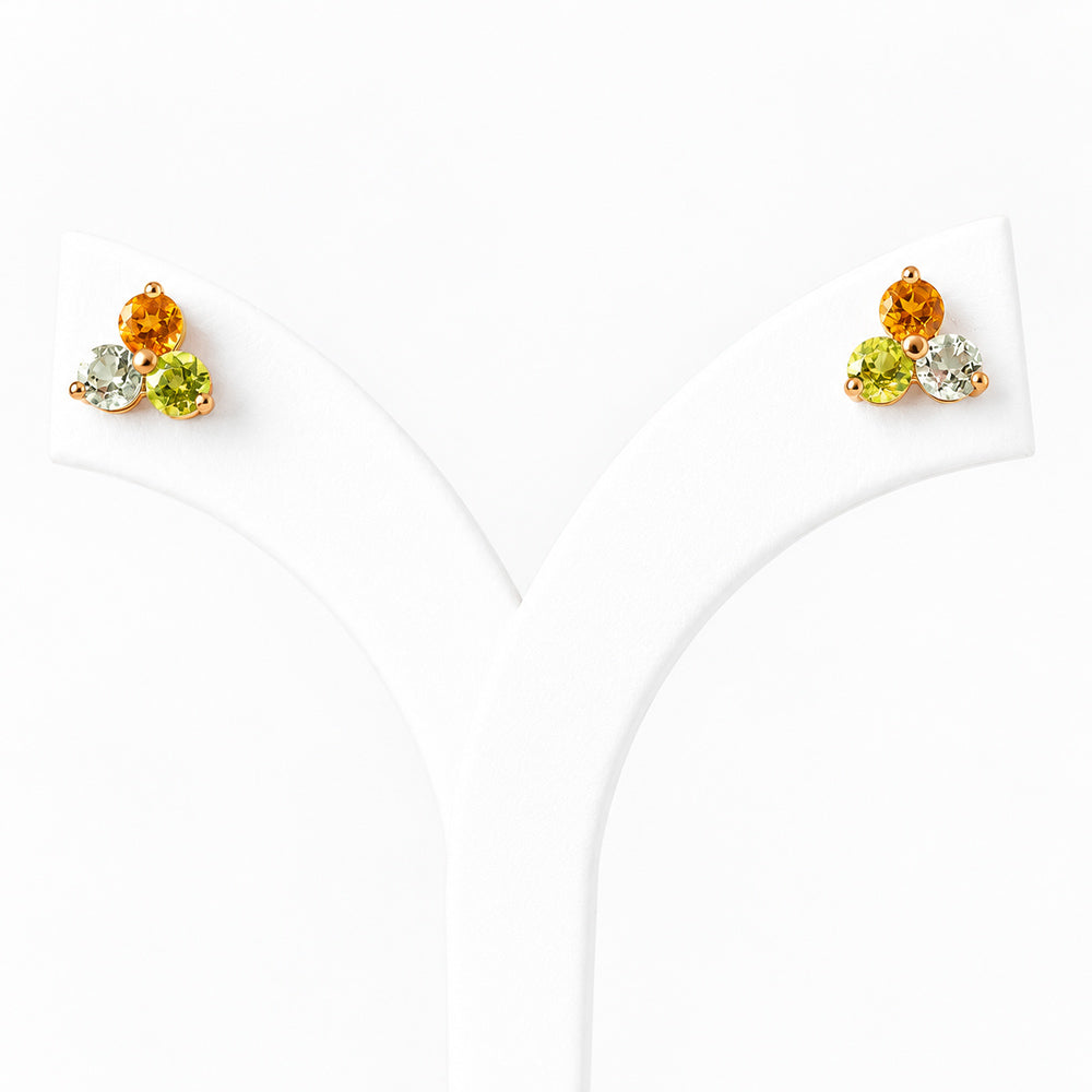 The Trilogy Peridot, Citrine and Prasiolite Stud Earrings - Victoria's Jewellery