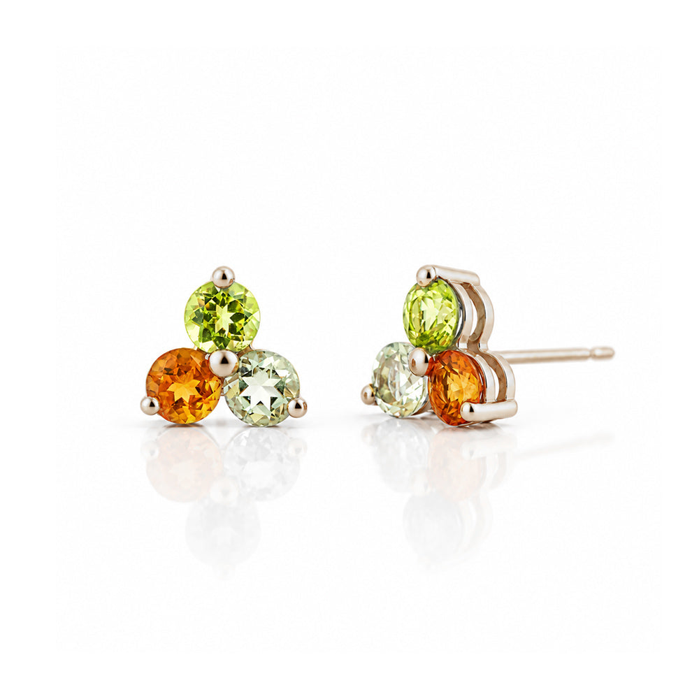 The Trilogy Peridot, Citrine and Prasiolite Stud Earrings - Victoria's Jewellery