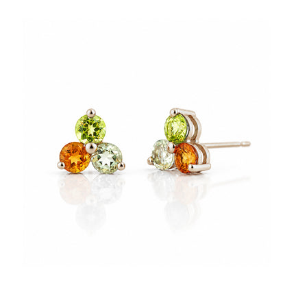 The Trilogy Peridot, Citrine and Prasiolite Stud Earrings - Victoria's Jewellery