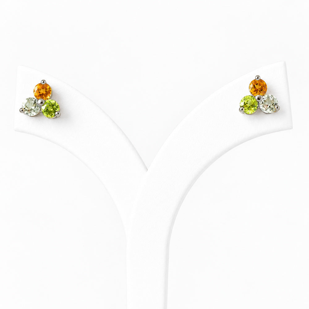 The Trilogy Peridot, Citrine and Prasiolite Stud Earrings - Victoria's Jewellery