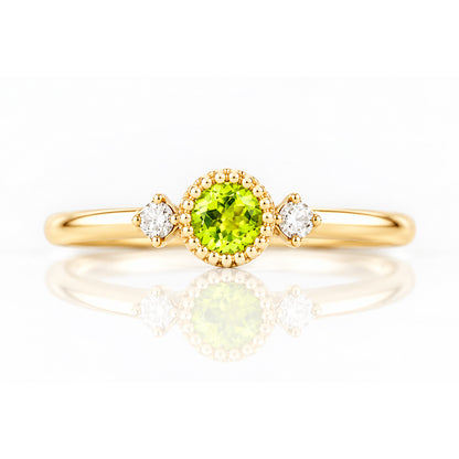 Milly, a Peridot and Lab Diamond Ring - Victoria's Jewellery