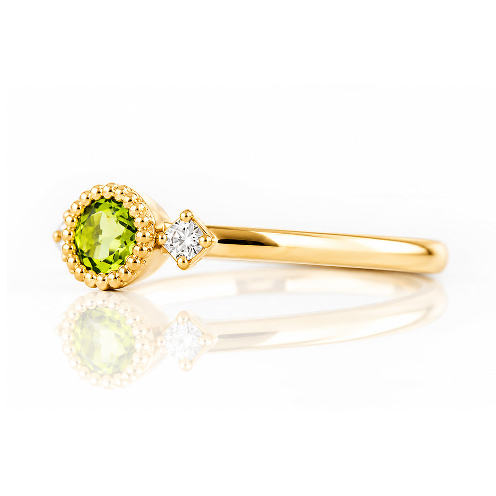 Milly, a Peridot and Lab Diamond Ring - Victoria's Jewellery