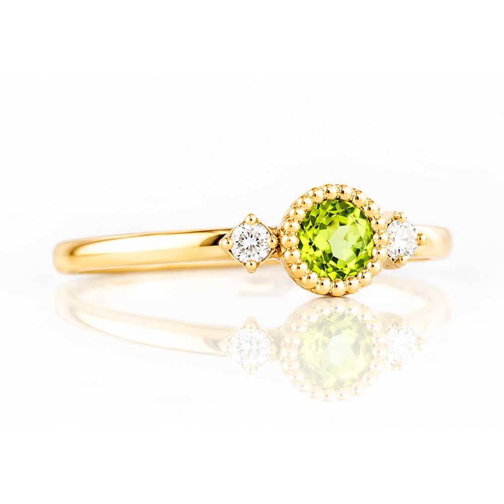 Milly, a Peridot and Lab Diamond Ring - Victoria's Jewellery