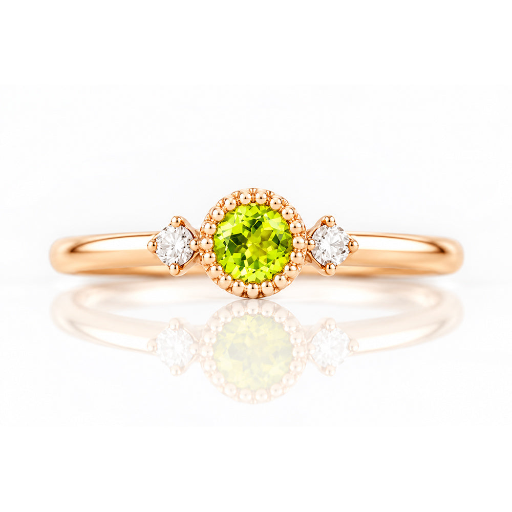 Milly, a Peridot and Lab Diamond Ring - Victoria's Jewellery