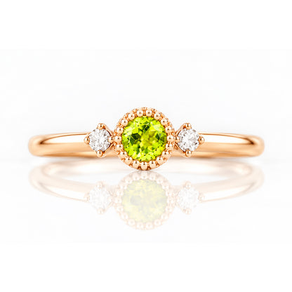 Milly, a Peridot and Lab Diamond Ring - Victoria's Jewellery