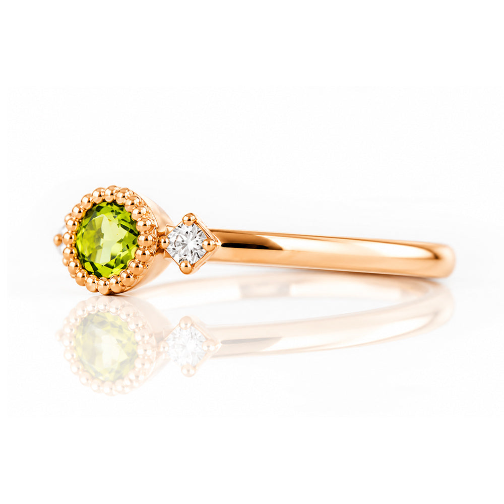 Milly, a Peridot and Lab Diamond Ring - Victoria's Jewellery