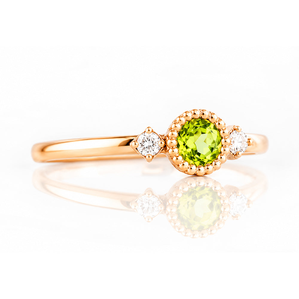 Milly, a Peridot and Lab Diamond Ring - Victoria's Jewellery