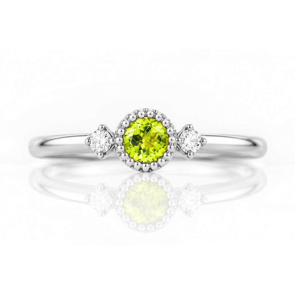 Milly, a Peridot and Lab Diamond Ring - Victoria's Jewellery