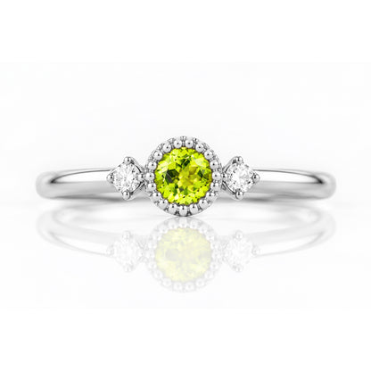 Milly, a Peridot and Lab Diamond Ring - Victoria's Jewellery