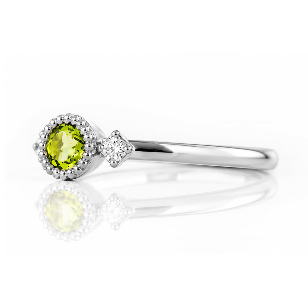 Milly, a Peridot and Lab Diamond Ring - Victoria's Jewellery