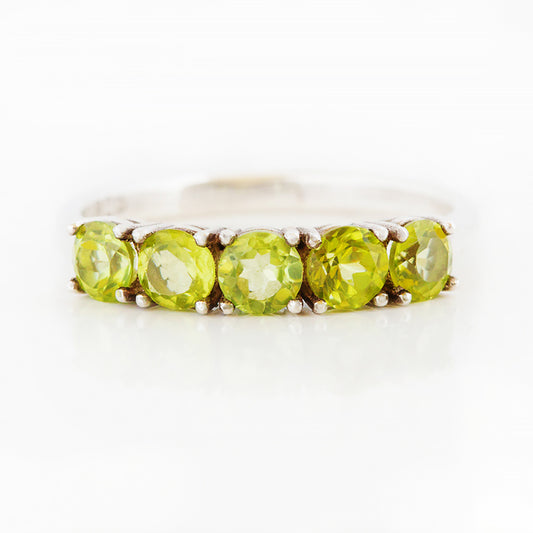 Round cut Peridot half eternity August Anniversary Ring - Victoria's Jewellery