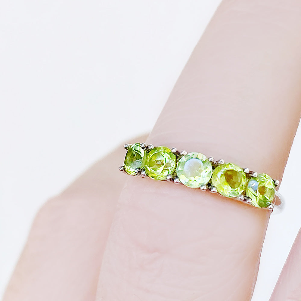 Round cut Peridot half eternity August Anniversary Ring - Victoria's Jewellery