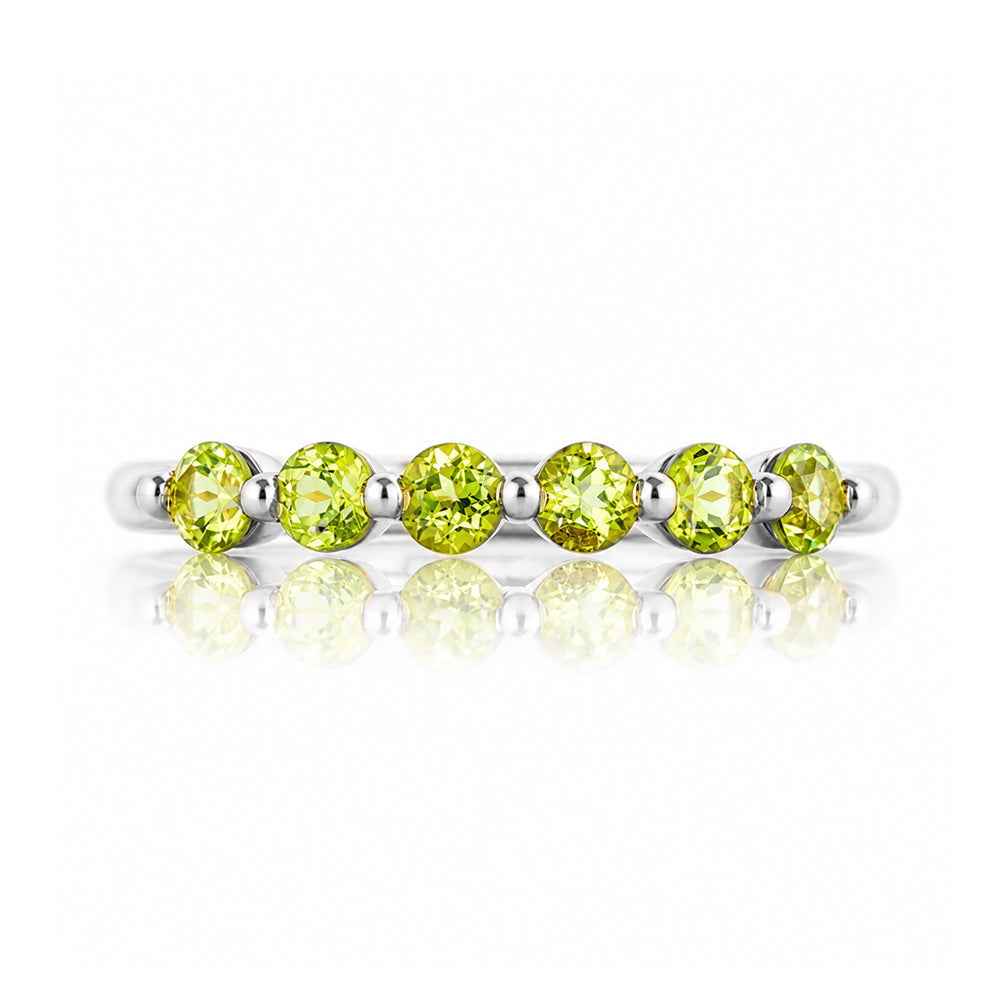 Ellie, a Peridot Six Stone Half Eternity Ring - Victoria's Jewellery