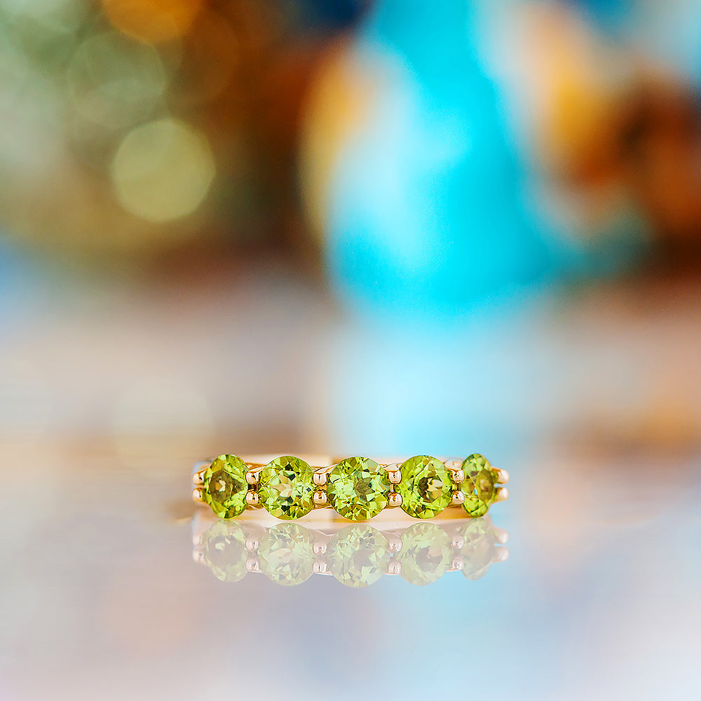 Danelle, a Peridot Half Eternity Trellis Ring - Victoria's Jewellery