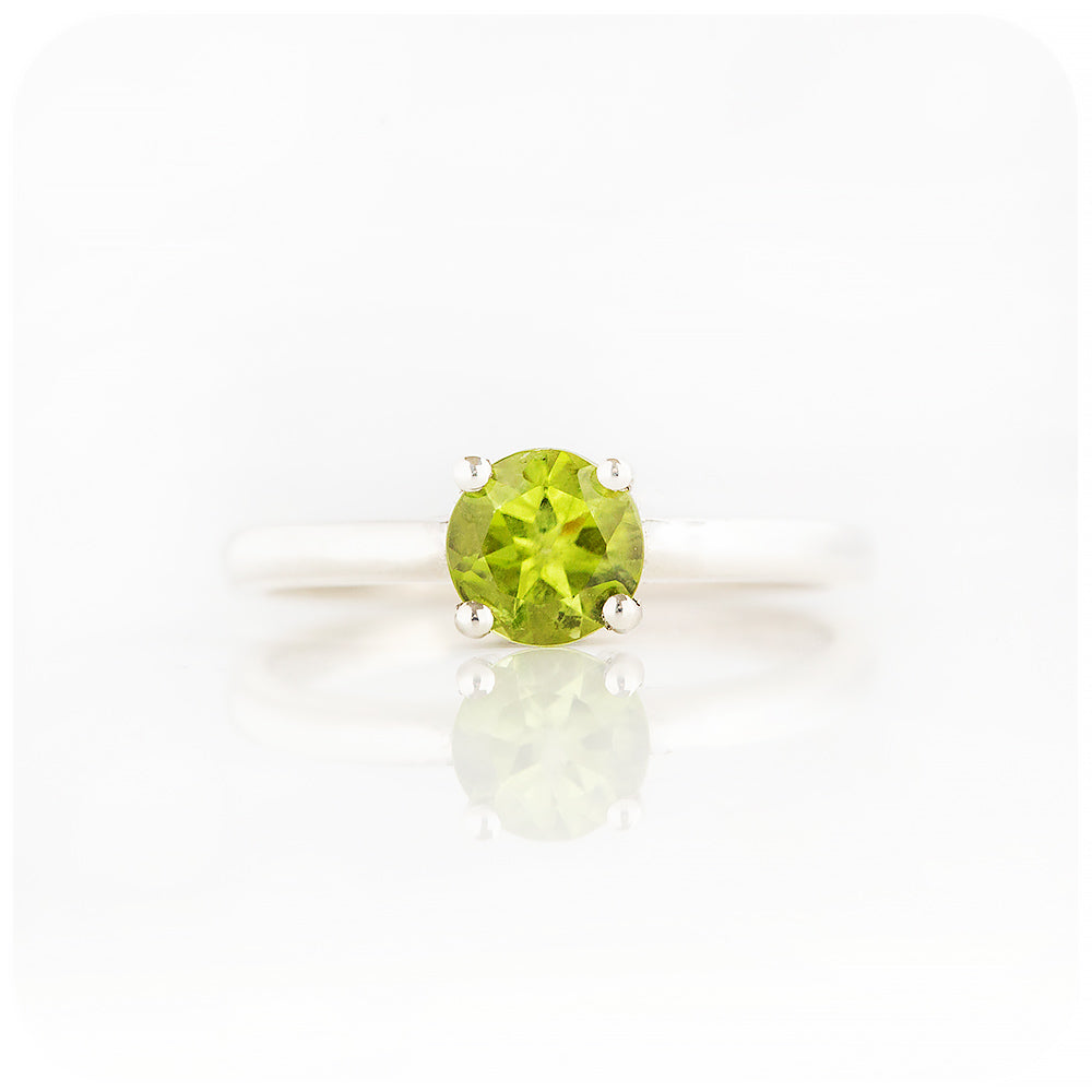 Round cut Peridot Solitaire Four Claw Ring - Victoria's Jewellery