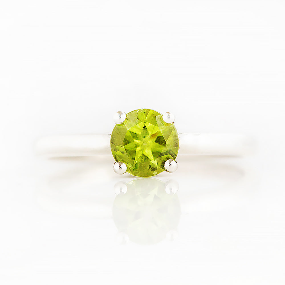 Lina, a Round cut Peridot Solitaire Ring - Victoria's Jewellery