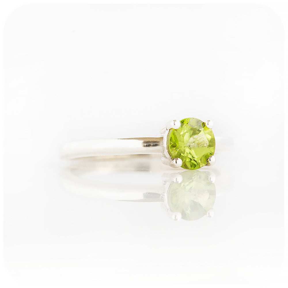 Round cut Peridot Solitaire Four Claw Ring - Victoria's Jewellery