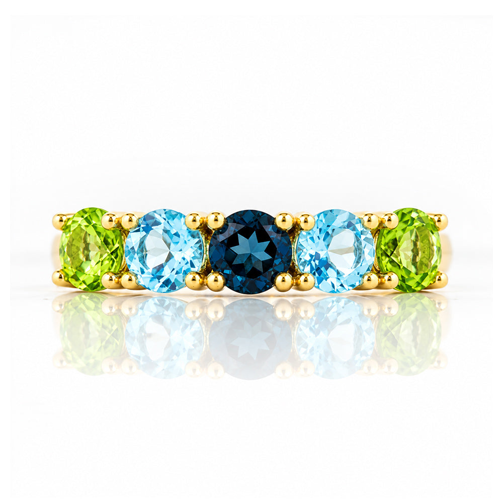 Annie, a Peridot and Topaz Half Eternity Ring - Victoria's Jewellery