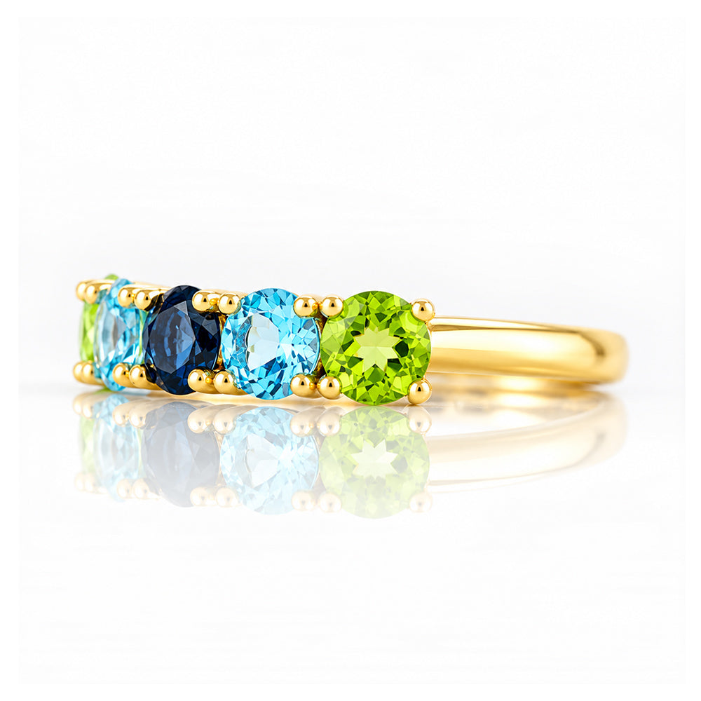 Annie, a Peridot and Topaz Half Eternity Ring - Victoria's Jewellery