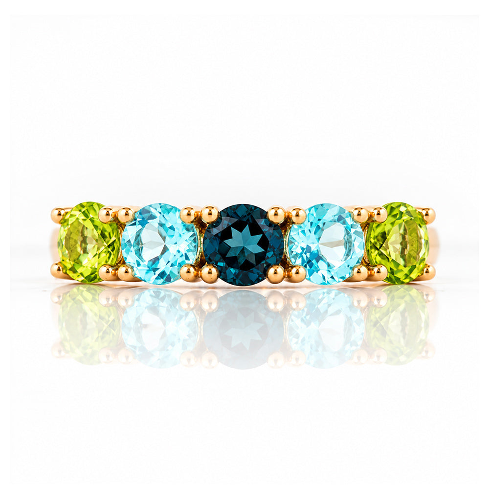 Annie, a Peridot and Topaz Half Eternity Ring - Victoria's Jewellery