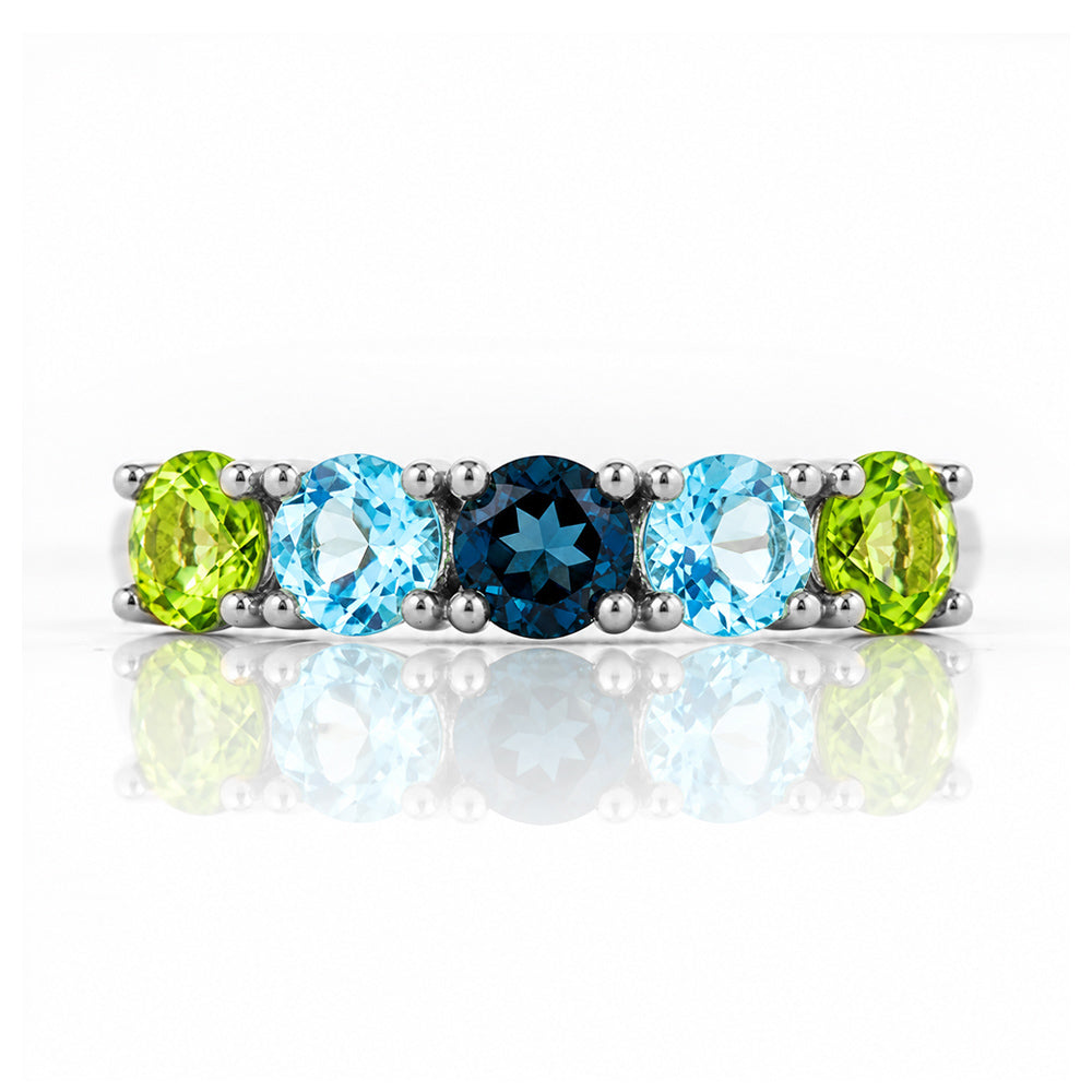 Annie, a Peridot and Topaz Half Eternity Ring - Victoria's Jewellery
