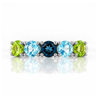 Annie, a Peridot and Topaz Half Eternity Ring - Victoria's Jewellery