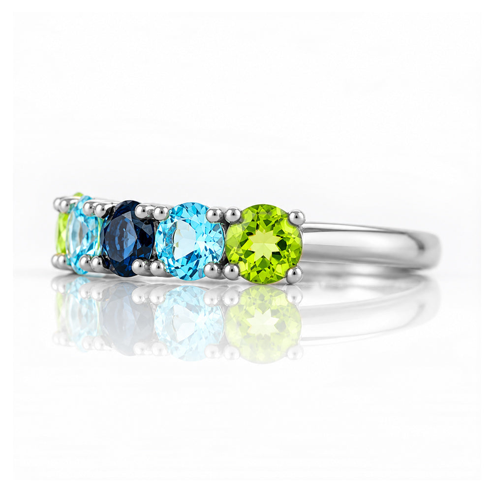 Annie, a Peridot and Topaz Half Eternity Ring - Victoria's Jewellery
