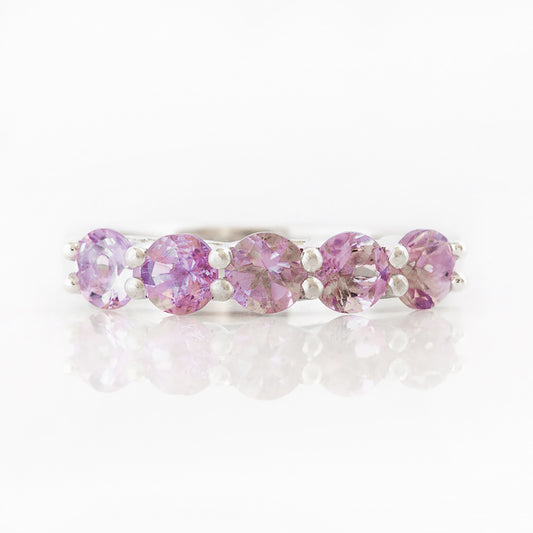 Danelle, a Pink Amethyst Half Eternity Trellis Ring