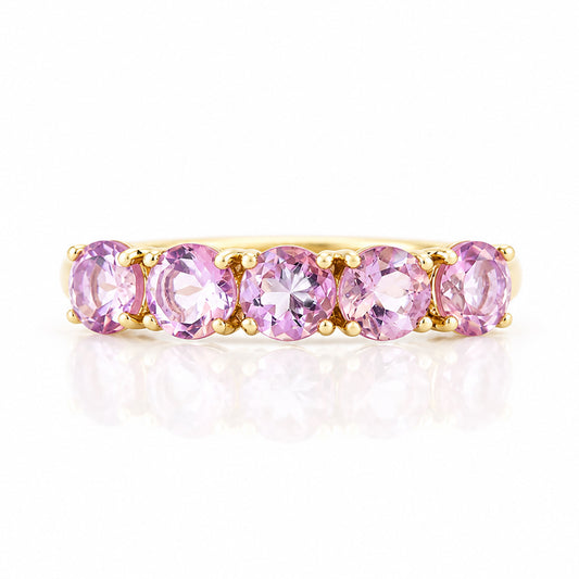 Annie, Pink Amethyst Half Eternity Ring - Victoria's Jewellery